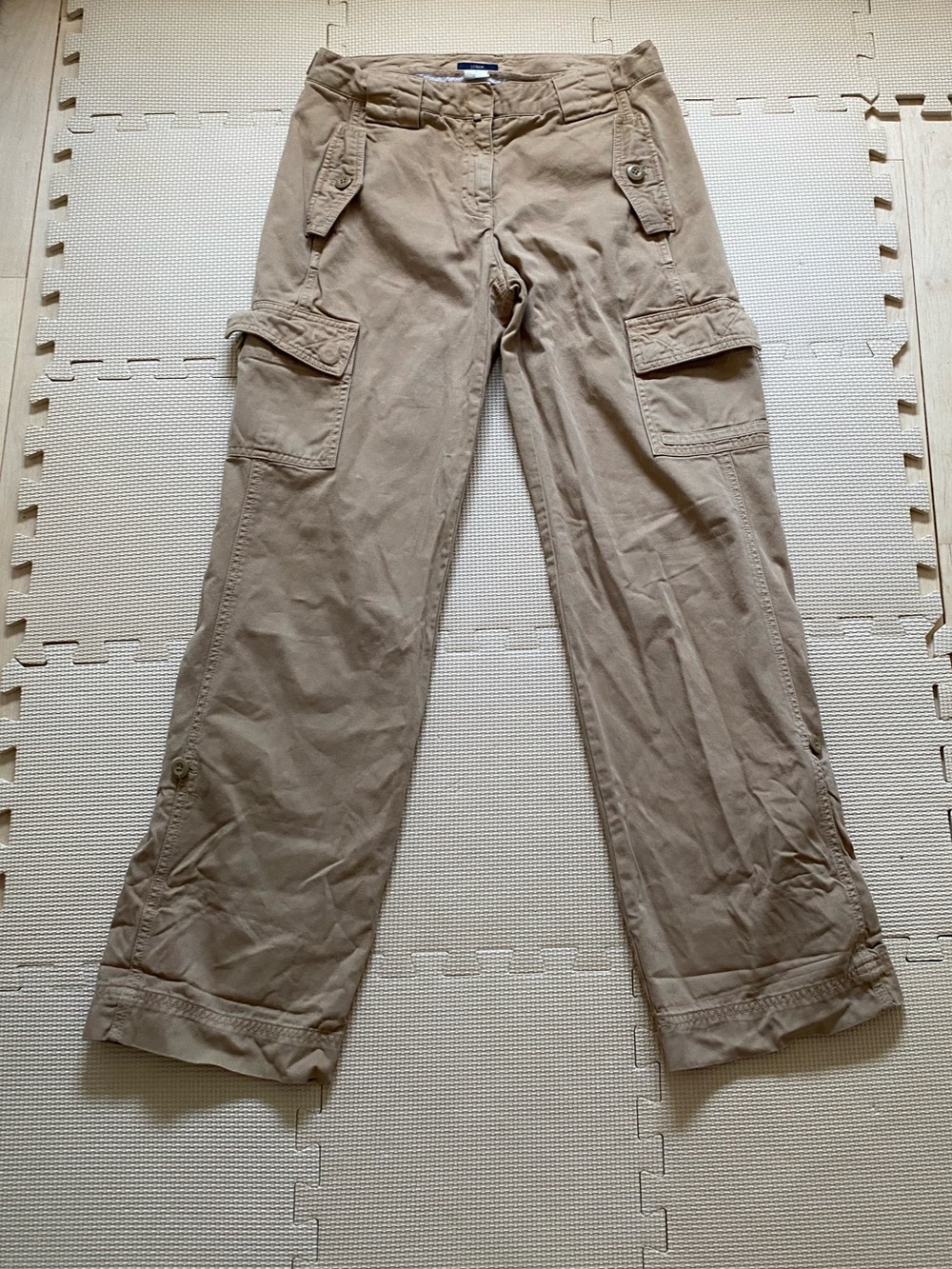 J Crew Khaki Cargo Pants Size 4 Casual Utility Style Pocket Trousers Y2K